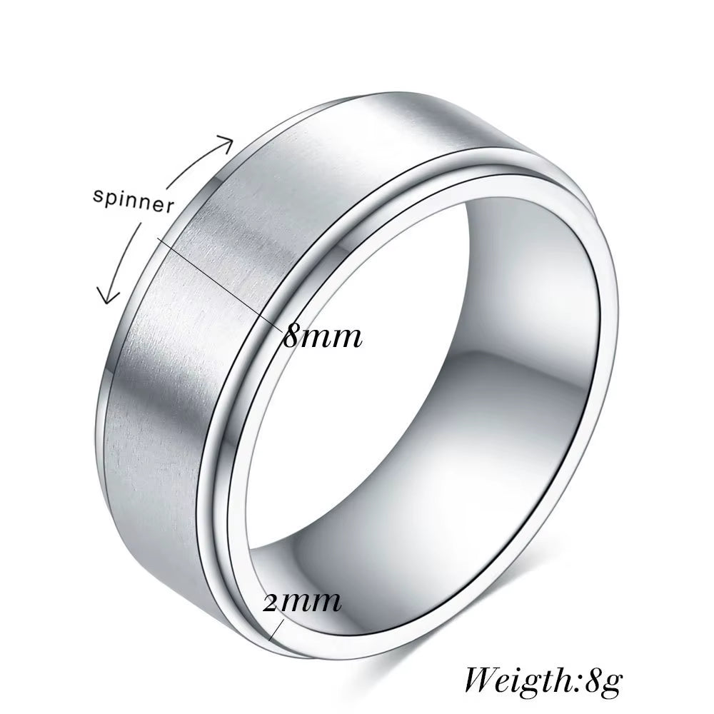 Wholesale Rotatable Spinner Rings Simple Men Plain Black Stainless Steel Rings Creative Chunky Anxiety Fidget Rings