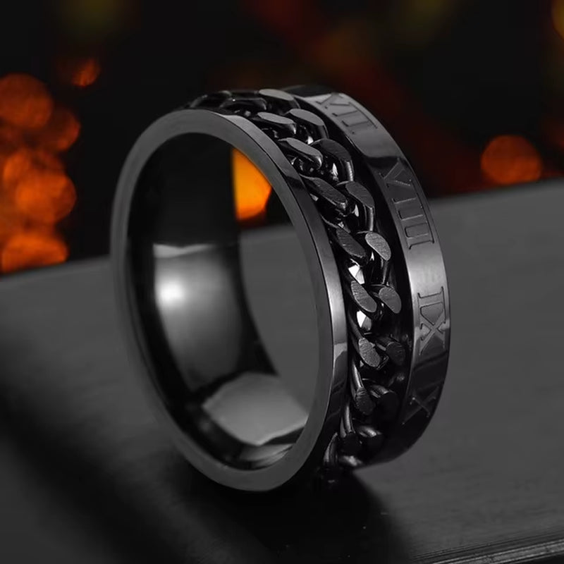 Cool Stainless Steel Rotatable Men Ring High Quality Spinner Chain Punk Women Jewelry for Party Gift