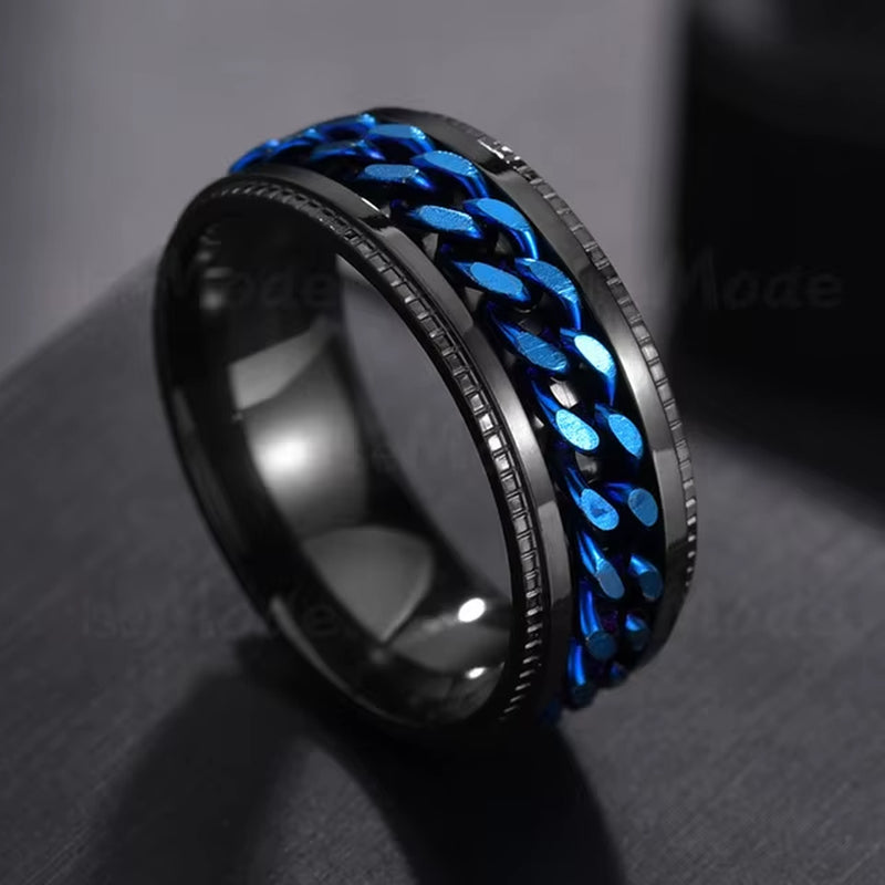 Cool Stainless Steel Rotatable Men Ring High Quality Spinner Chain Punk Women Jewelry for Party Gift