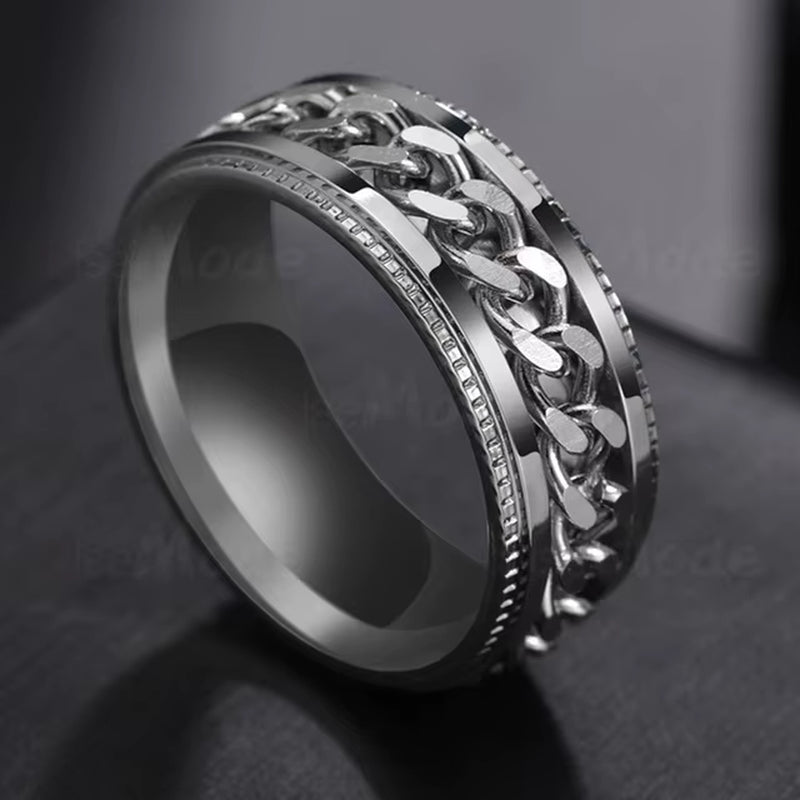 Cool Stainless Steel Rotatable Men Ring High Quality Spinner Chain Punk Women Jewelry for Party Gift