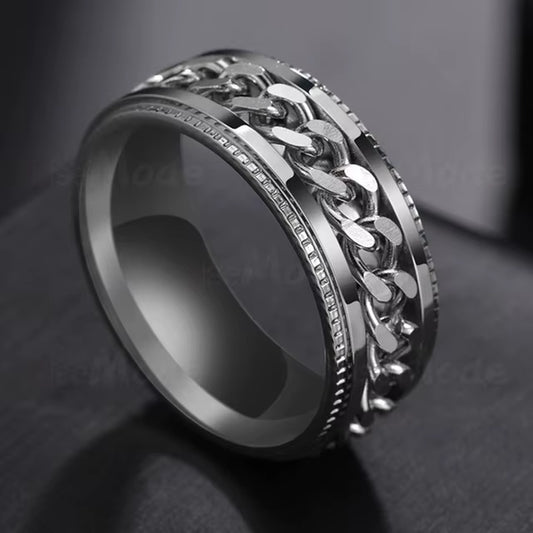 Cool Stainless Steel Rotatable Men Ring High Quality Spinner Chain Punk Women Jewelry for Party Gift