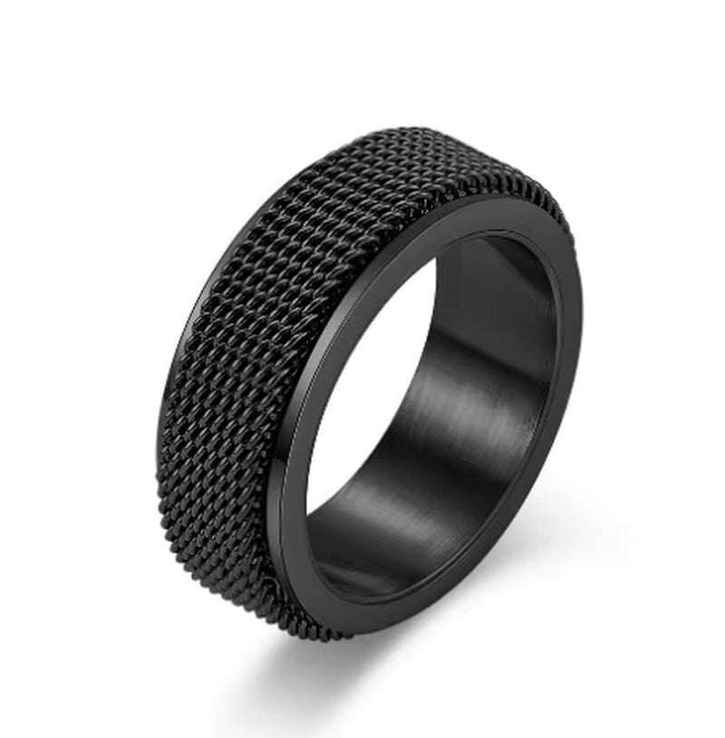 Mesh Fidget Rings Gold Plated Anxiety Rotating Stainless Steel New for Men Opp Bag Environmental Friendly Gemstone Rings