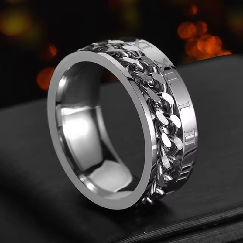 Cool Stainless Steel Rotatable Men Ring High Quality Spinner Chain Punk Women Jewelry for Party Gift