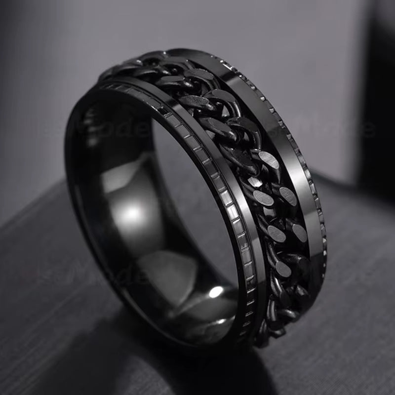 Cool Stainless Steel Rotatable Men Ring High Quality Spinner Chain Punk Women Jewelry for Party Gift