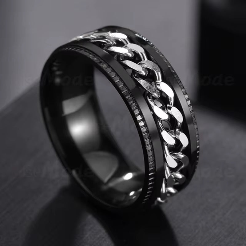 Cool Stainless Steel Rotatable Men Ring High Quality Spinner Chain Punk Women Jewelry for Party Gift