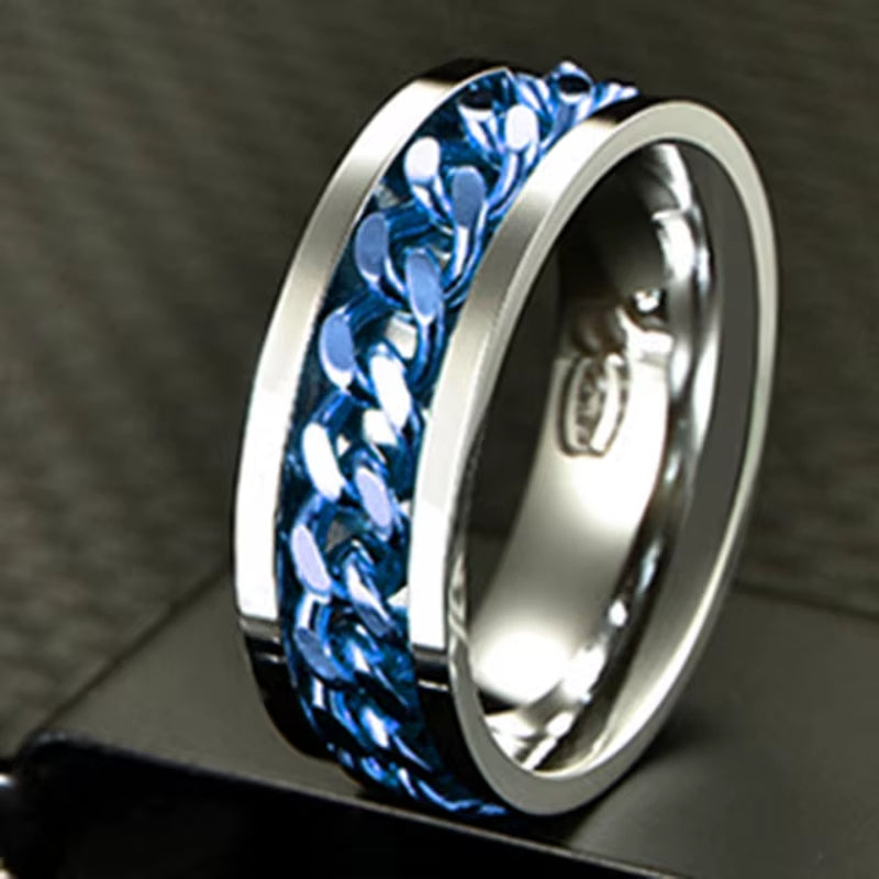 Cool Stainless Steel Rotatable Men Ring High Quality Spinner Chain Punk Women Jewelry for Party Gift