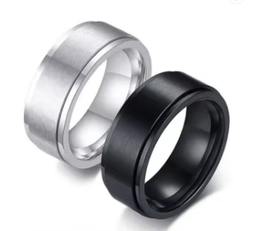 Wholesale Rotatable Spinner Rings Simple Men Plain Black Stainless Steel Rings Creative Chunky Anxiety Fidget Rings