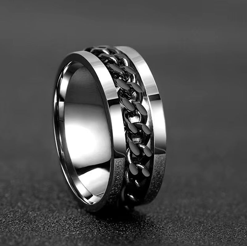 Cool Stainless Steel Rotatable Men Ring High Quality Spinner Chain Punk Women Jewelry for Party Gift